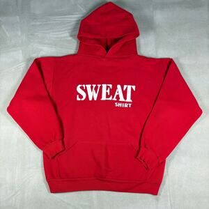 Vintage Russell Athletic Sweat Shirt Hoodie Red Graphic‎ Pullover USA M
